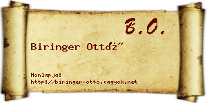 Biringer Ottó névjegykártya